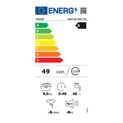 Hoover H-Wash 300 Pro BI Washing Machine 31800865 - Energy Label