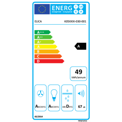 Elica Juno Island Kitchen Hood - Energy Label
