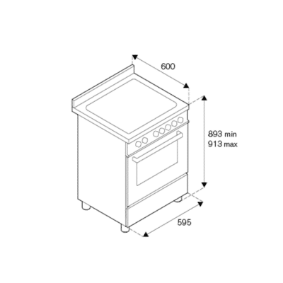 Bertazzoni Master Series Free-Standing Gas Cooker MAS64L1EXT - Technical Drawings