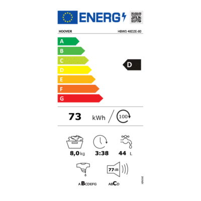 Hoover H-WASH 300 LITE Washing Machine 31800965 - Energy Label