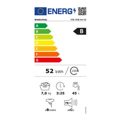 Whirlpool FFB 7458 WV UK Washing Machine - Energy Label