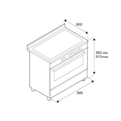 Bertazzoni Heritage Series Free-Standing Induction Cooker with Electric Oven 90cm - Technical Drawings