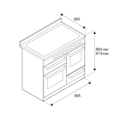 Bertazzoni Heritage Series Free-Standing Induction Cooker with Electric Triple Oven - Technical Drawings