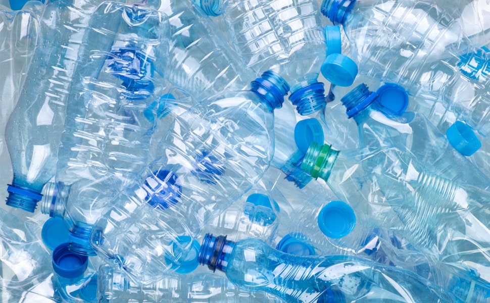 Crushed plastic bottles