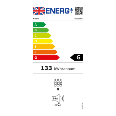 Caple Sense Under Counter Built In Wine Cooler Wi158BG - Energy Label