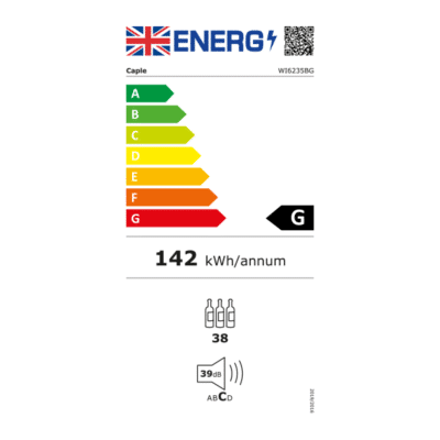 Caple Sense Under Counter Wine Cooler 60CM Wi6235BG - Energy Label