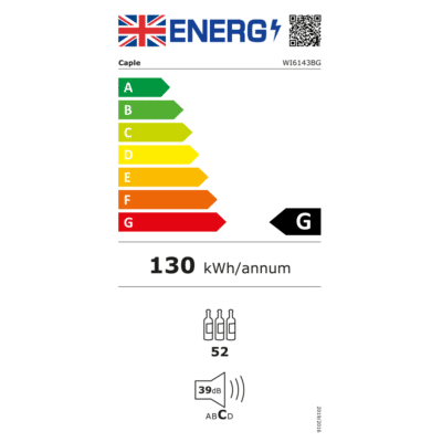 Caple Sense Undercounter Single Zone Wine Cabinet WI6143BG - Energy Label