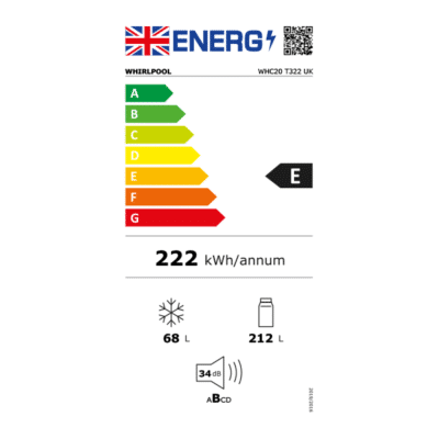 Whirlpool WHC20 T322 UK Built In Fridge Freezer - Energy Label