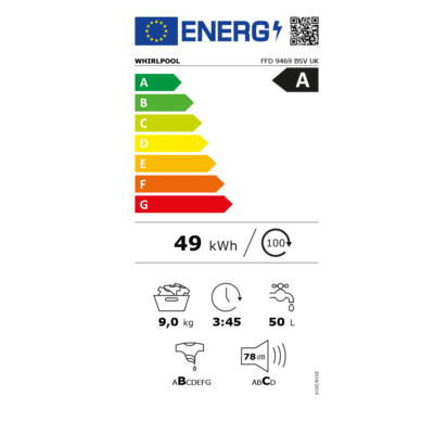 Whirlpool FFD 9469 BSV UK Washing Machine - Energy Label
