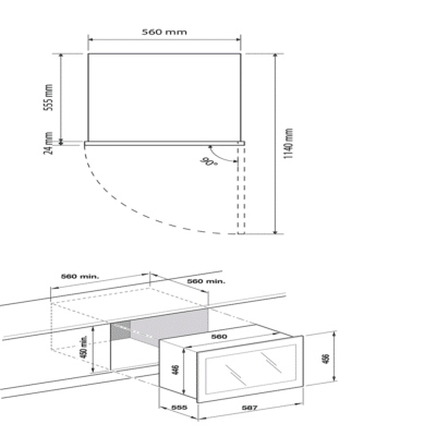 Elica Veritas BI24 Built In Wine Cooler PRF0191773 Dimensional Drawings 2