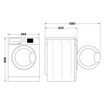 Whirlpool FFD10469BSVUK Washing Machine - Dimensional Drawings